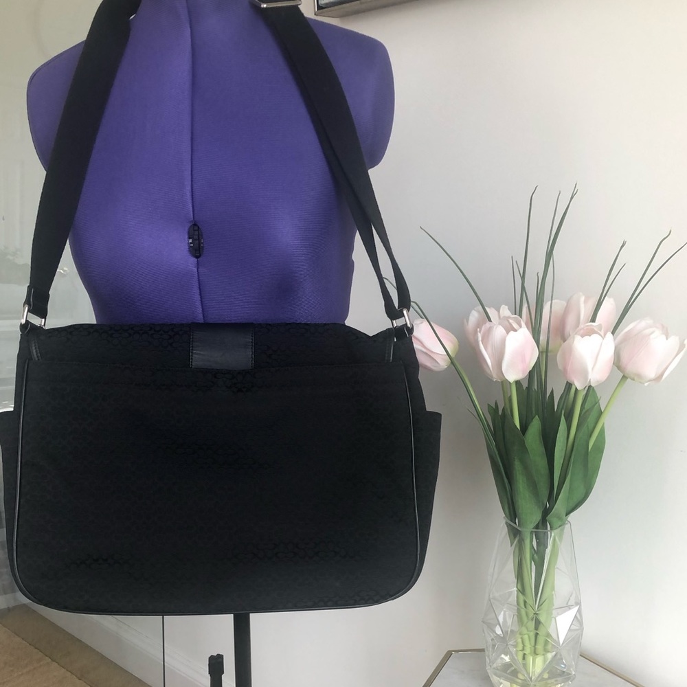 Coach- Black Canvas Laptop/Messenger Bag - Picture 5 of 6